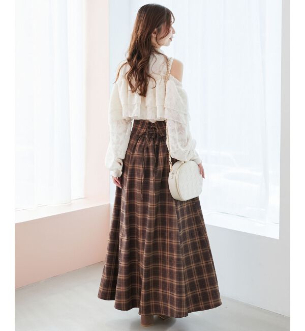 MAJESTICLEGON「バックレースアップフレアスカート」|フレア|