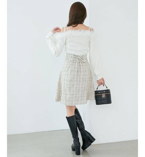 MAJESTICLEGON「バックレースアップフレアスカート」|フレア|