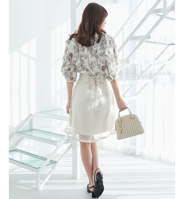 MAJESTICLEGON「バックレースアップフレアスカート」|フレア|