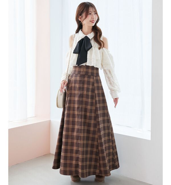 MAJESTICLEGON「バックレースアップフレアスカート」|フレア|Ｄﾌﾞﾗｳﾝ柄