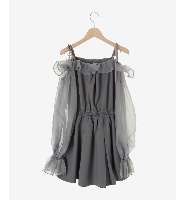  「袖異素材ミニワンピース」|ワンピース|