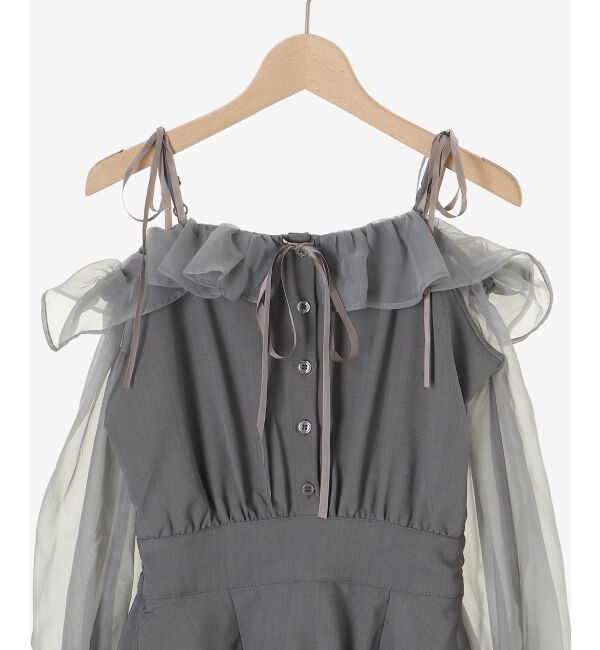  「袖異素材ミニワンピース」|ワンピース|