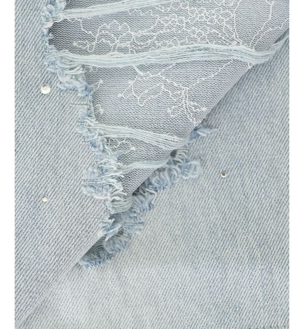  「キラキラレースダメージデニム」|デニム|