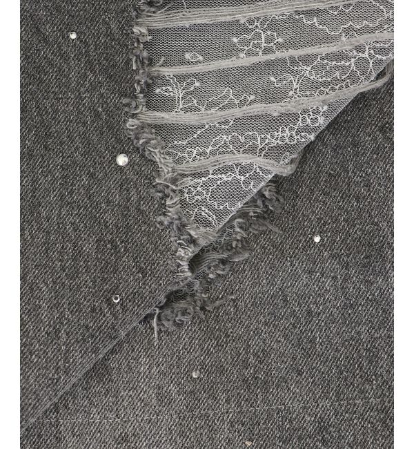  「キラキラレースダメージデニム」|デニム|