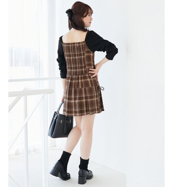  「ドッキングプリーツミニワンピ」|ワンピース|