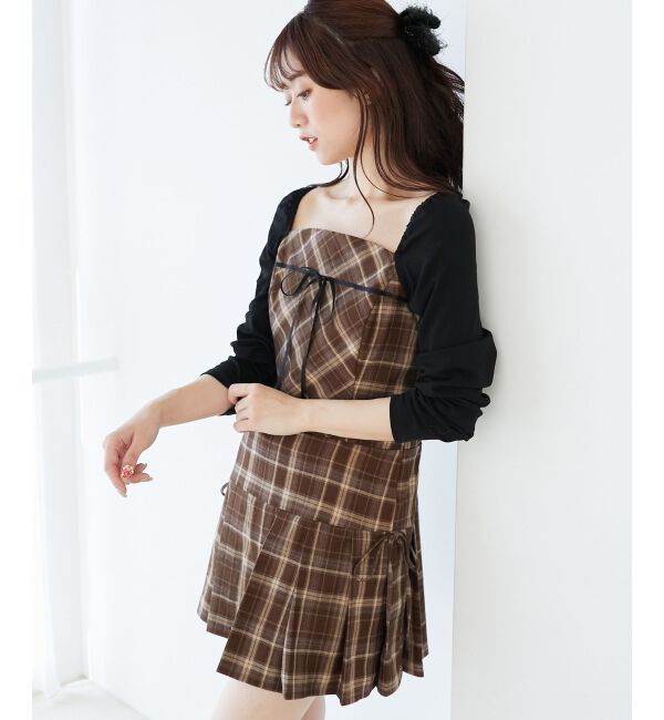  「ドッキングプリーツミニワンピ」|ワンピース|