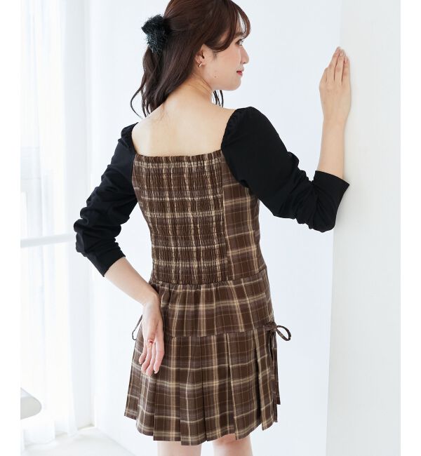  「ドッキングプリーツミニワンピ」|ワンピース|