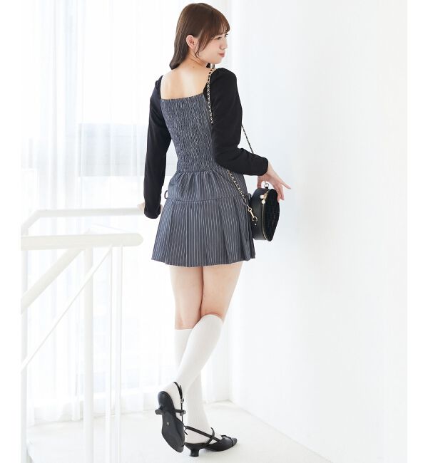  「ドッキングプリーツミニワンピ」|ワンピース|