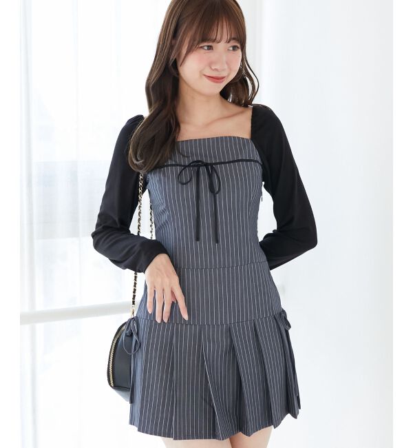  「ドッキングプリーツミニワンピ」|ワンピース|