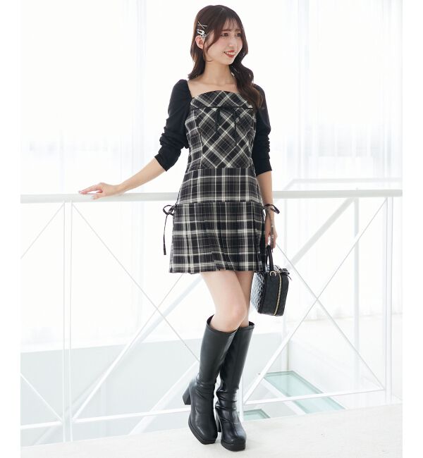  「ドッキングプリーツミニワンピ」|ワンピース|