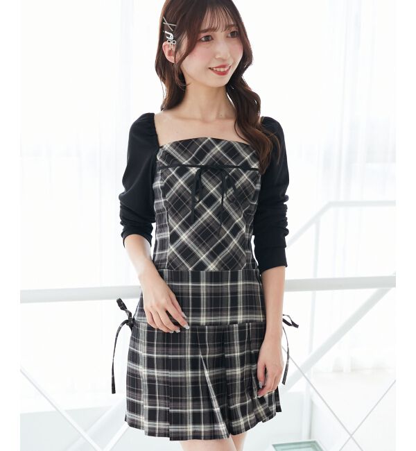  「ドッキングプリーツミニワンピ」|ワンピース|