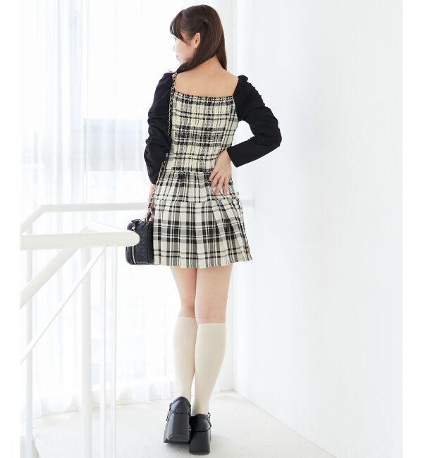  「ドッキングプリーツミニワンピ」|ワンピース|