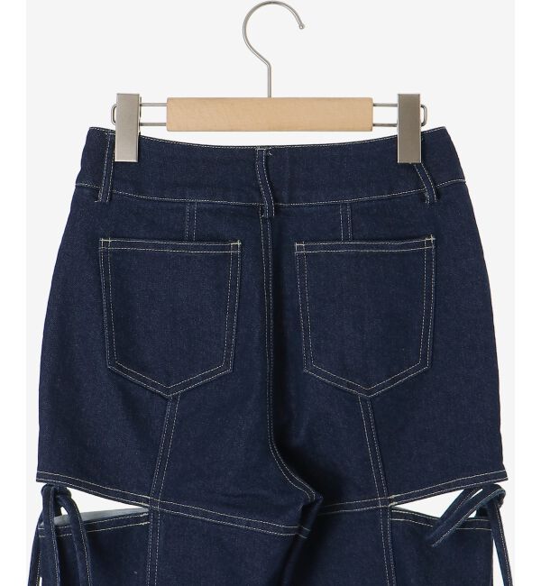 「スリットビジューフレアデニムパンツ」|デニム|