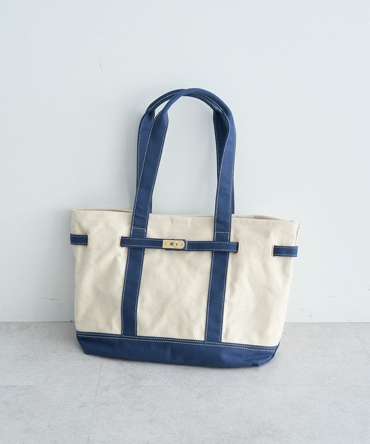 earth music&ecology「ベルトキャンバストートバッグ L」|トートバッグ|Navy
