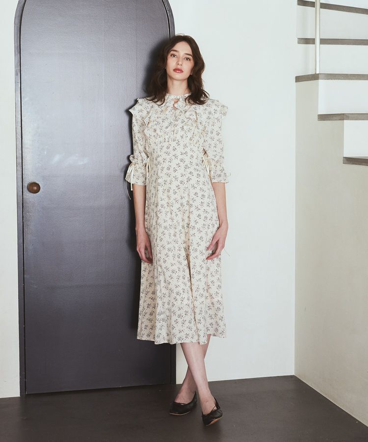 Maison de FLEUR Petite Robe「フラワープリントワンピース」|ワンピース|グレイッシュブルー