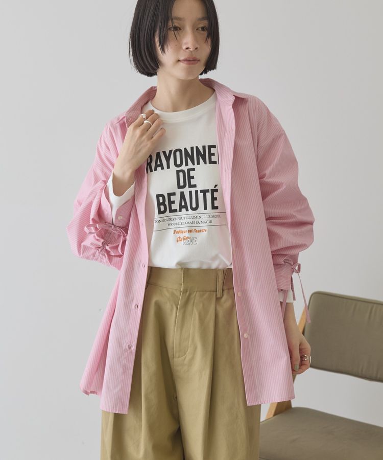 AMERICAN HOLIC「【WEB限定】イージーケアバックギャザーリボンシャツ」|シャツ・ブラウス|