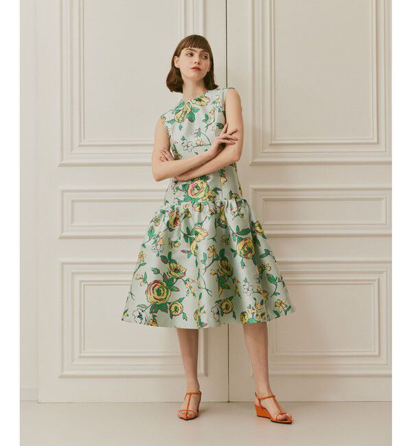 LOULOU WILLOUGHBY「【LOULOU WILLOUGHBY】ETIQUE フラワージャガードワンピース」|ワンピース|ミントグリーン