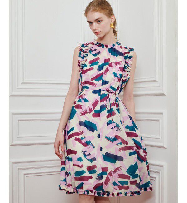 LOULOU WILLOUGHBY「【LOULOU WILLOUGHBY】ブラッシュプリントワンピース」|ワンピース|