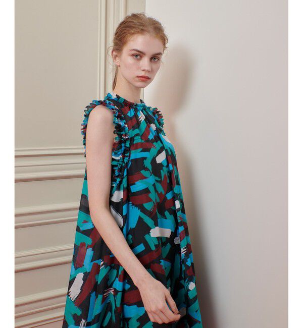 LOULOU WILLOUGHBY「【LOULOU WILLOUGHBY】ブラッシュプリントワンピース」|ワンピース|