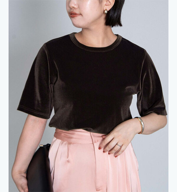 ur's「ベロアハーフスリーブTシャツ」|Tシャツ・カットソー|ダークブラウン