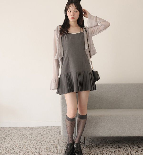  「肩リボン裾プリーツジャンスカ」|ワンピース|