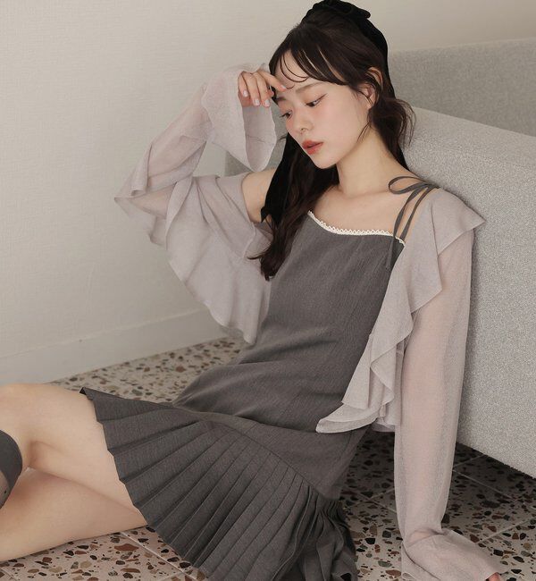  「肩リボン裾プリーツジャンスカ」|ワンピース|