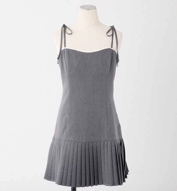  「肩リボン裾プリーツジャンスカ」|ワンピース|