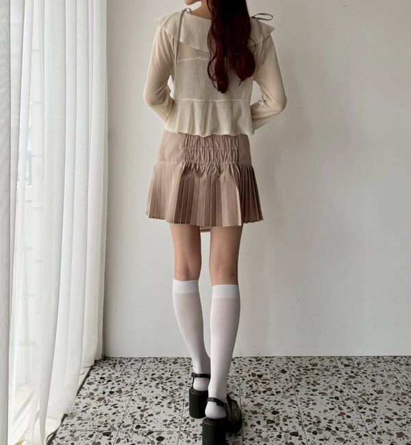  「肩リボン裾プリーツジャンスカ」|ワンピース|