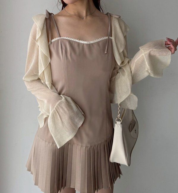  「肩リボン裾プリーツジャンスカ」|ワンピース|