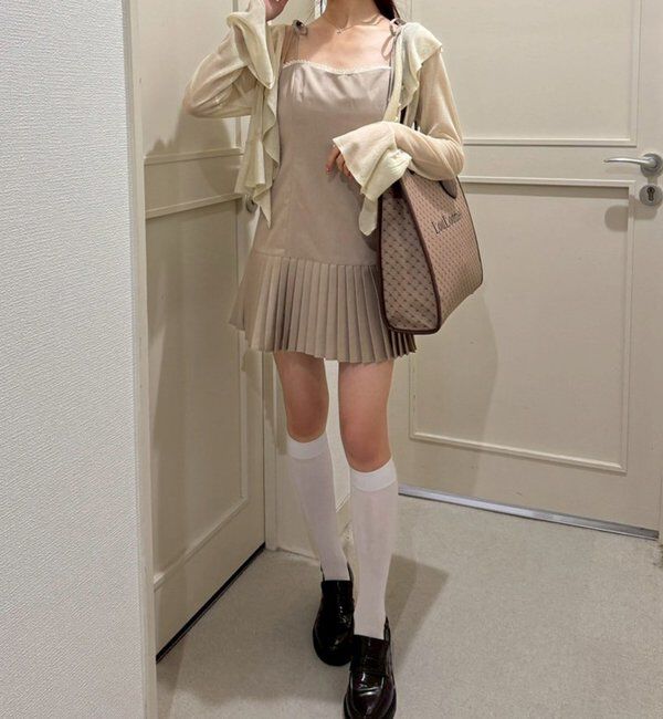  「肩リボン裾プリーツジャンスカ」|ワンピース|