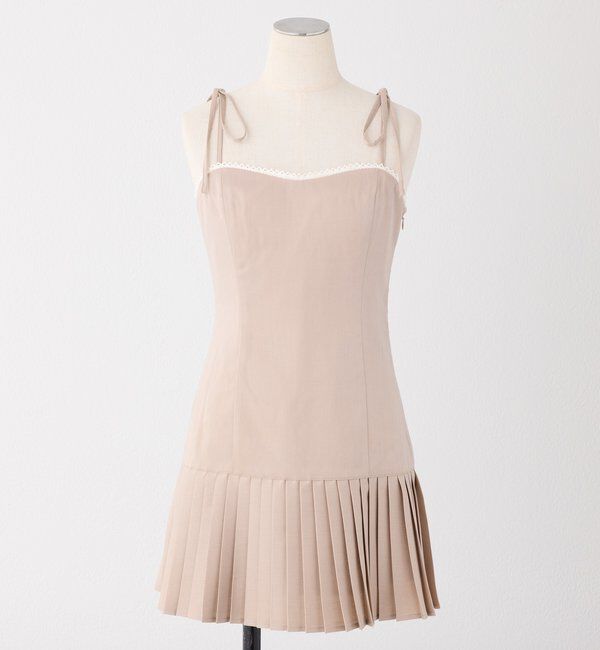  「肩リボン裾プリーツジャンスカ」|ワンピース|