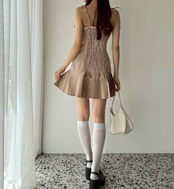  「肩リボン裾プリーツジャンスカ」|ワンピース|