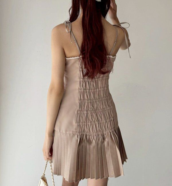  「肩リボン裾プリーツジャンスカ」|ワンピース|