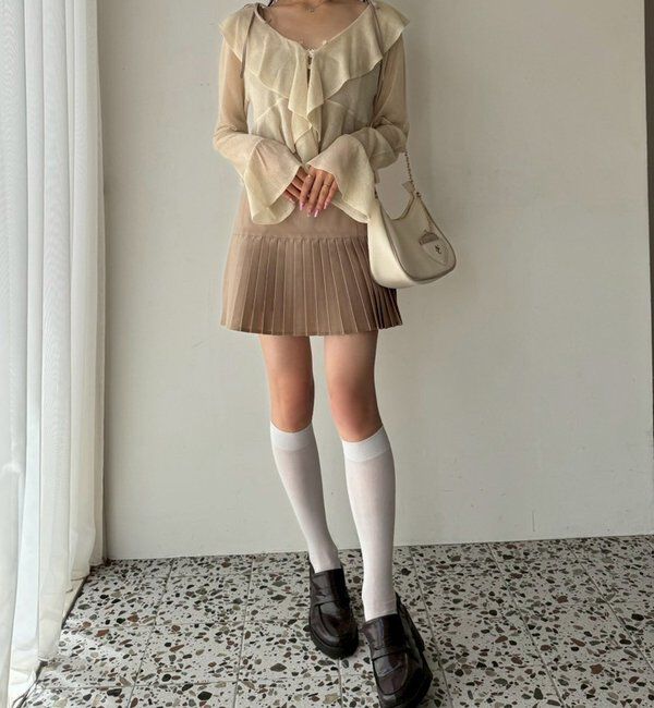  「肩リボン裾プリーツジャンスカ」|ワンピース|