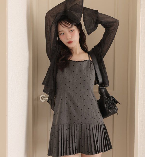  「肩リボン裾プリーツジャンスカ」|ワンピース|ドット