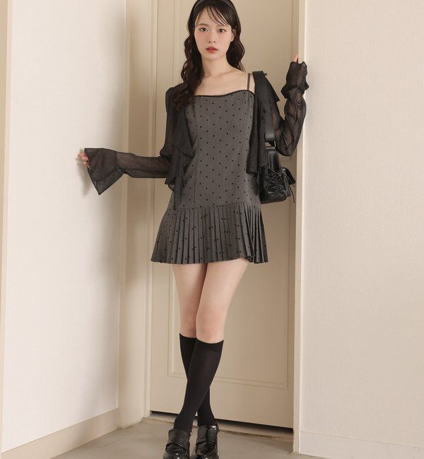  「肩リボン裾プリーツジャンスカ」|ワンピース|