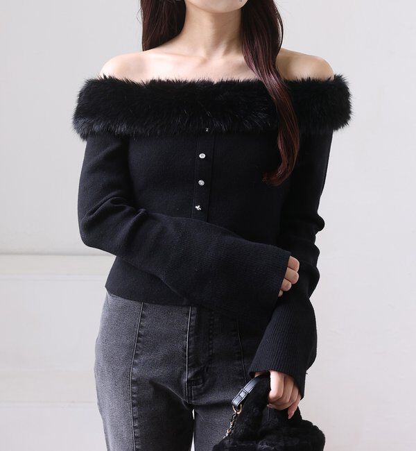 キラキラボタンファーオフショルニット｜ルミネのファッション通販