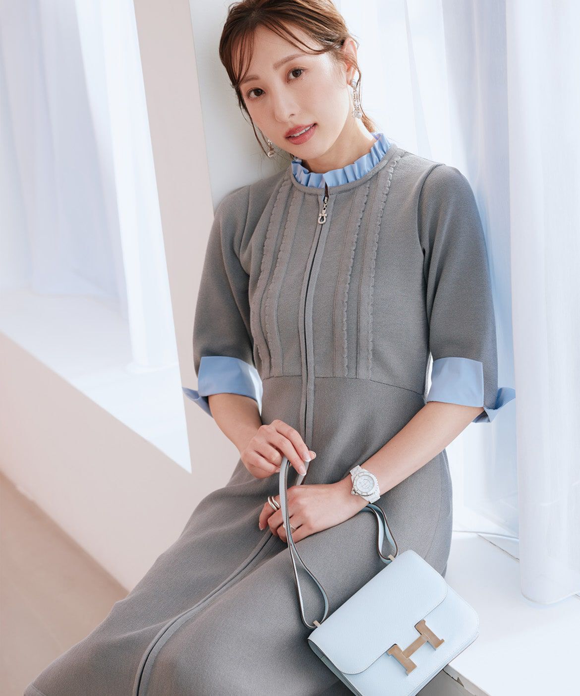 Maglie le cassetto「《M Maglie le cassetto&times;冨張愛》&ldquo;纏うだけで叶う 品格ﾄﾞｯｷﾝｸﾞﾜﾝﾋ 」|ワンピース|