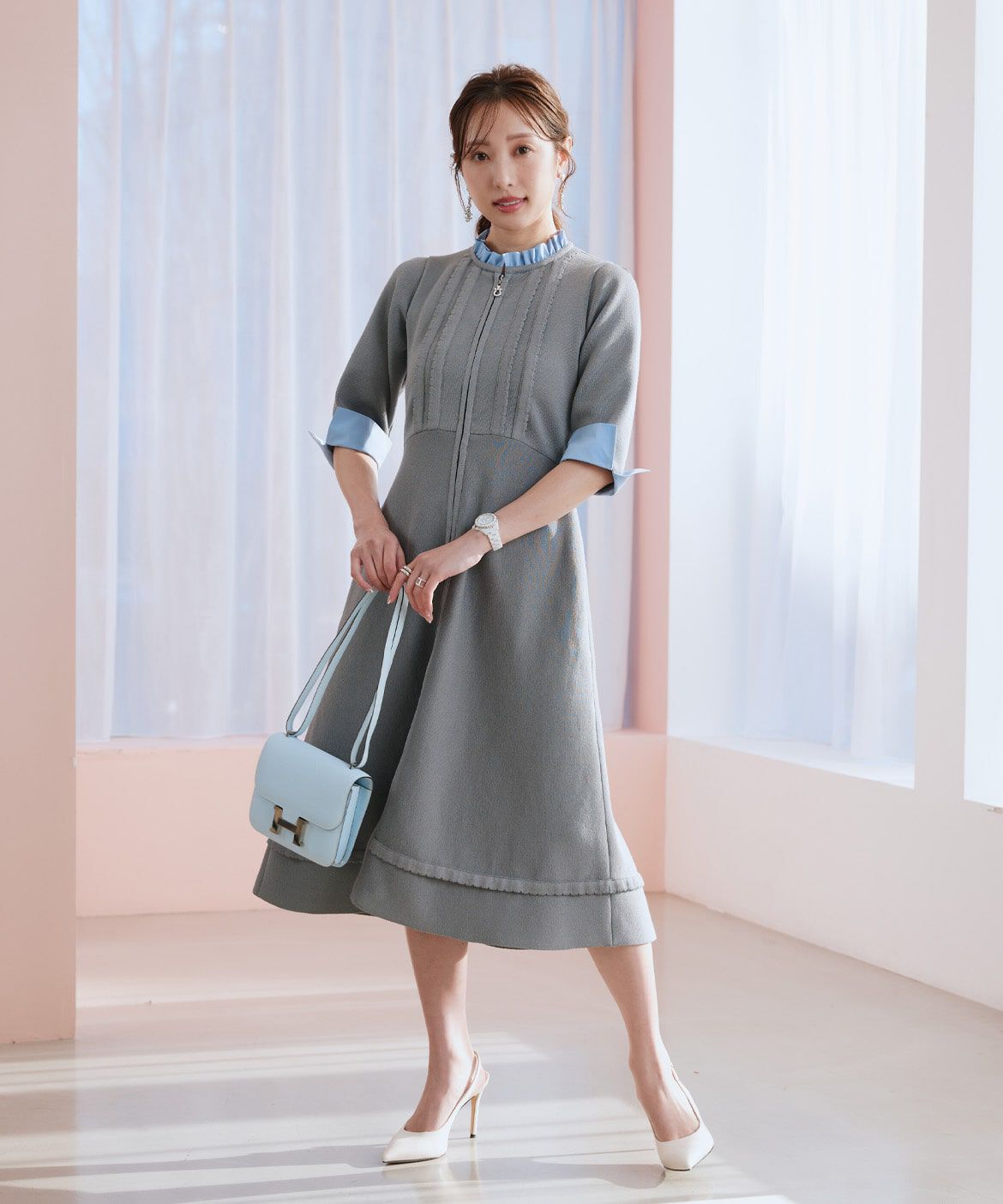 Maglie le cassetto「《M Maglie le cassetto&times;冨張愛》&ldquo;纏うだけで叶う 品格ﾄﾞｯｷﾝｸﾞﾜﾝﾋ 」|ワンピース|