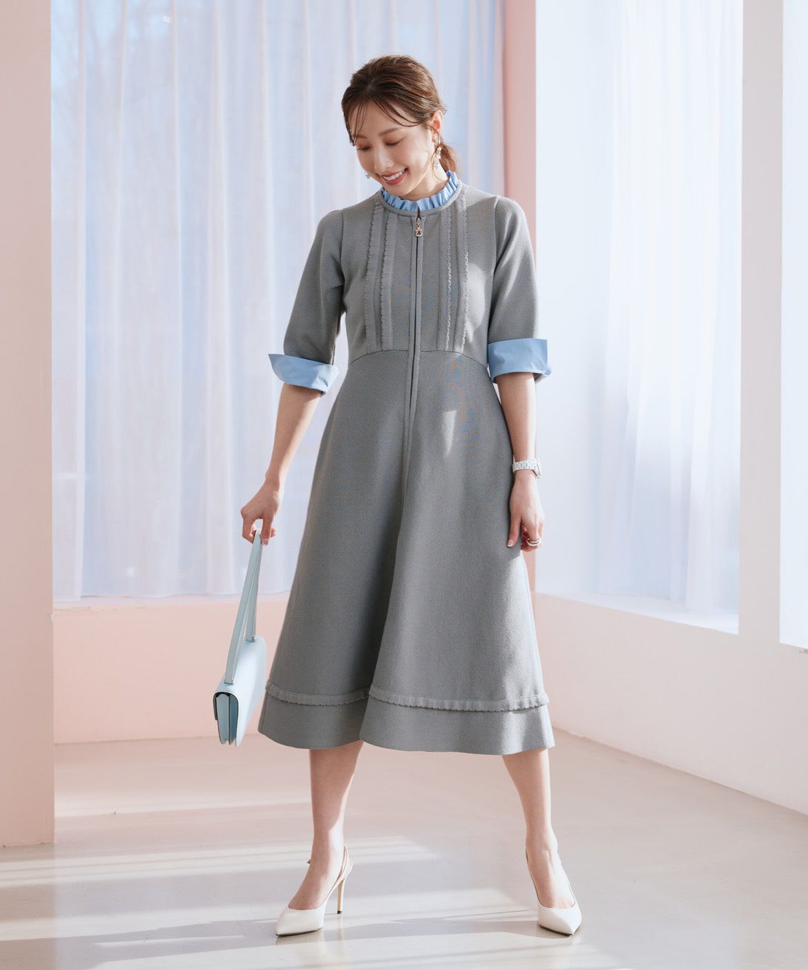 Maglie le cassetto「《M Maglie le cassetto&times;冨張愛》&ldquo;纏うだけで叶う 品格ﾄﾞｯｷﾝｸﾞﾜﾝﾋ 」|ワンピース|