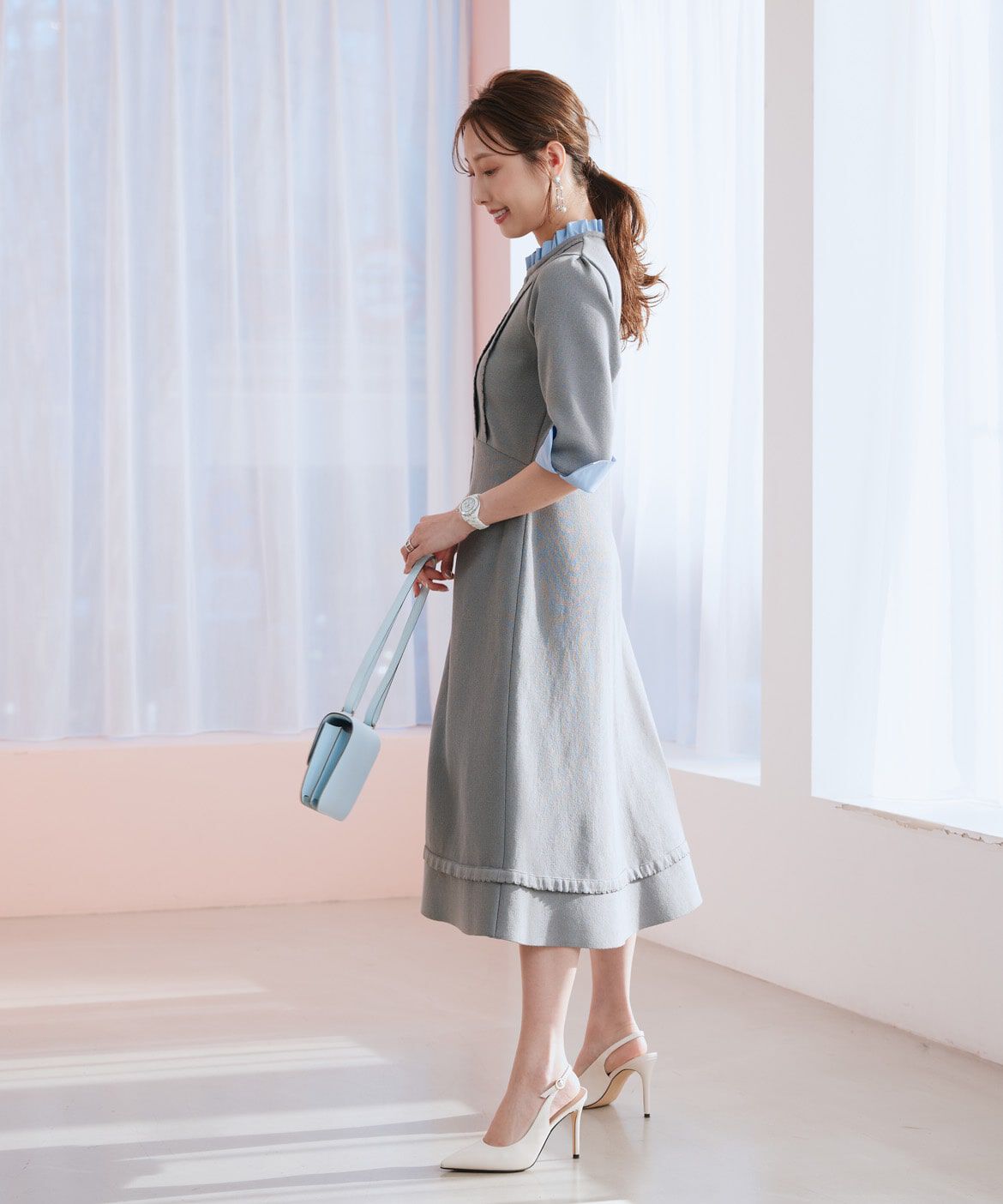 Maglie le cassetto「《M Maglie le cassetto&times;冨張愛》&ldquo;纏うだけで叶う 品格ﾄﾞｯｷﾝｸﾞﾜﾝﾋ 」|ワンピース|