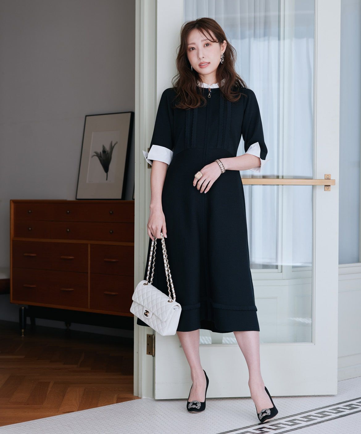 Maglie le cassetto「《M Maglie le cassetto&times;冨張愛》&ldquo;纏うだけで叶う 品格ﾄﾞｯｷﾝｸﾞﾜﾝﾋ 」|ワンピース|