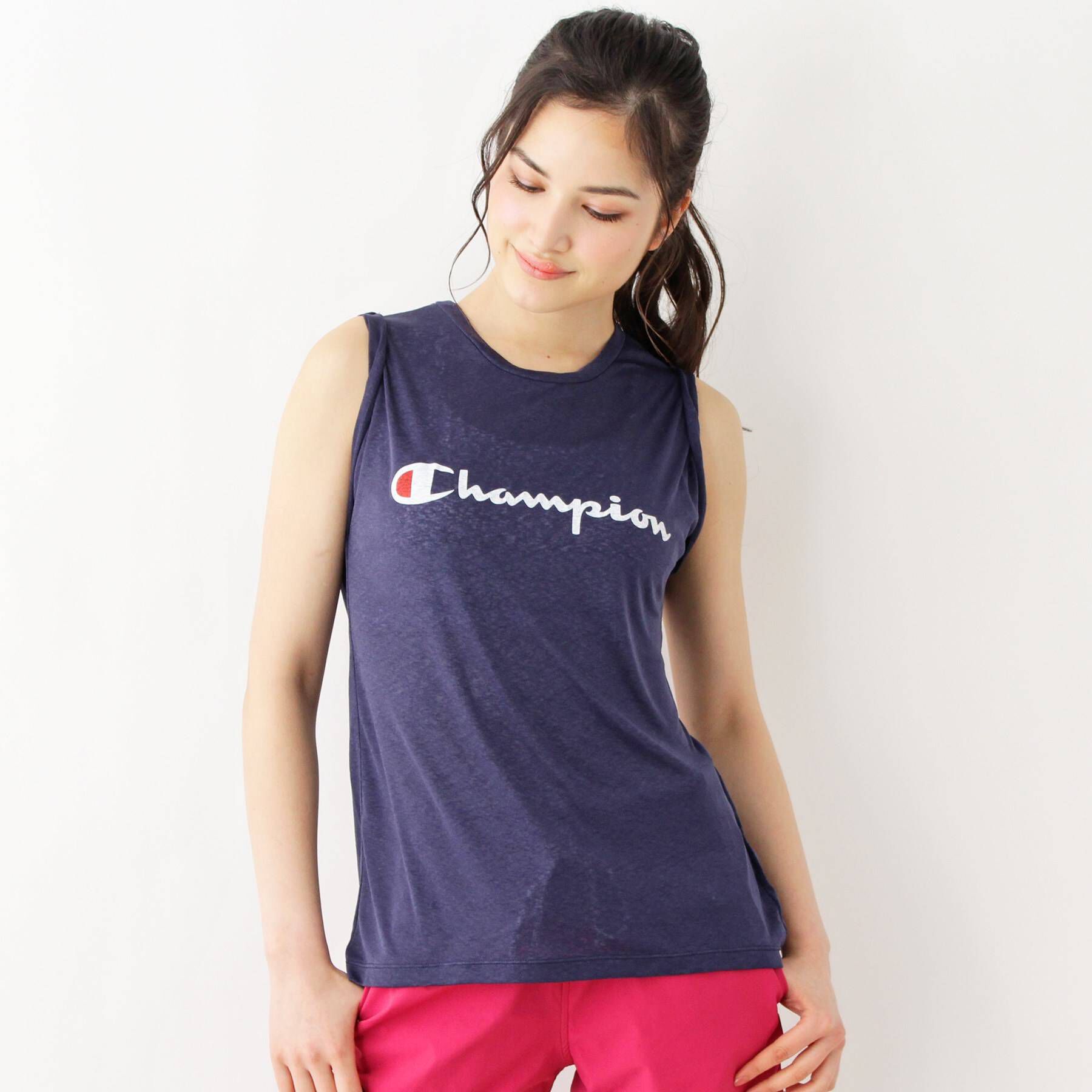 grove「【WEB限定】Champion ノースリーブＴシャツ」|Tシャツ・カットソー|ネイビー(893)