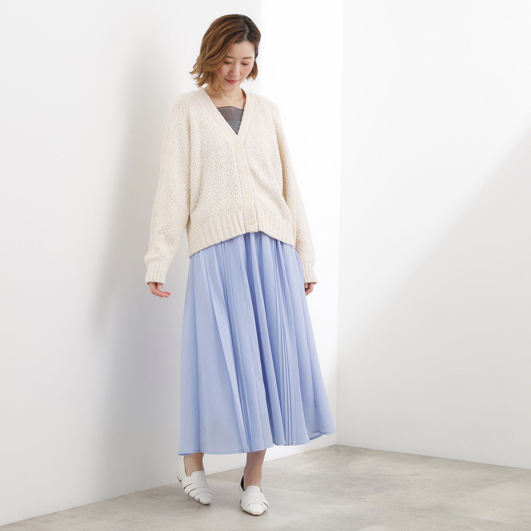 grove「動くたびに表情が生まれる　軽やかストライププリーツスカート」|スカート|