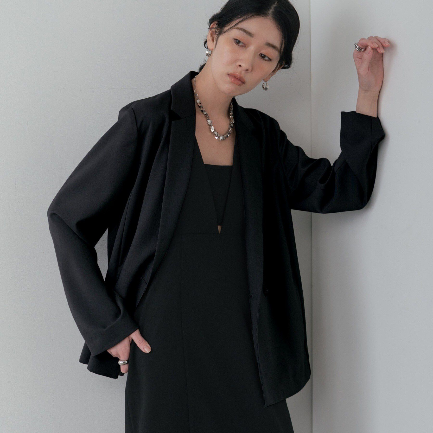 GALLEST「Comfy SET UP｜ダブルブレストイージージャケット【セットアップ対応／通勤／カセット服】」|テーラードジャケット|ブラック(019)