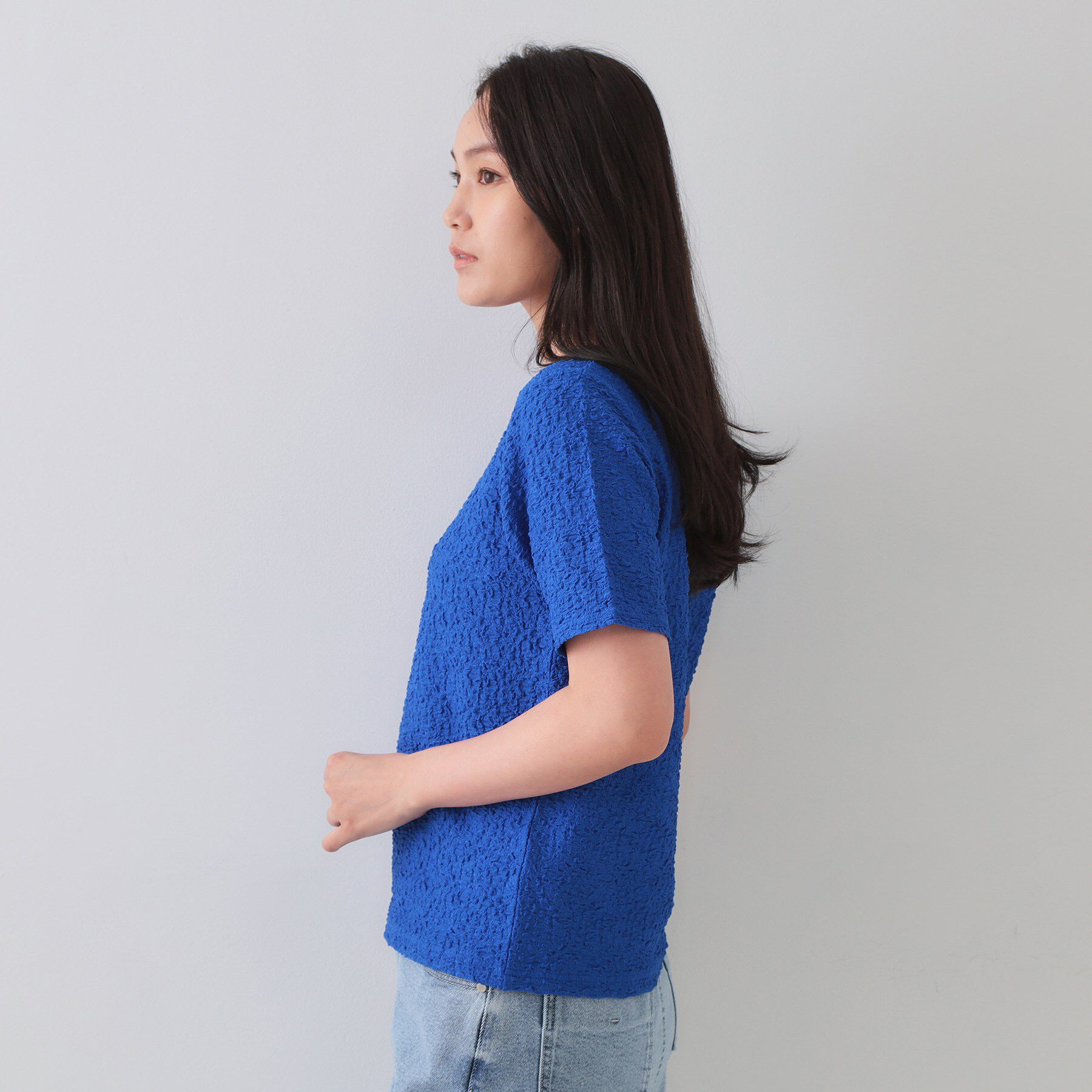 OPAQUE.CLIP「ふくれジャカードショートカットソー【洗濯機洗い可】」|Tシャツ・カットソー|