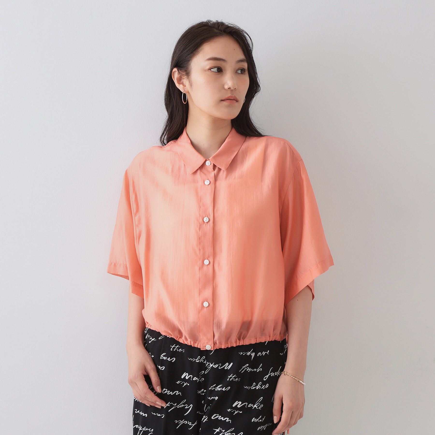 OPAQUE.CLIP「裾ドロストシアーショートシャツ【洗濯機洗い可】」|シャツ・ブラウス|