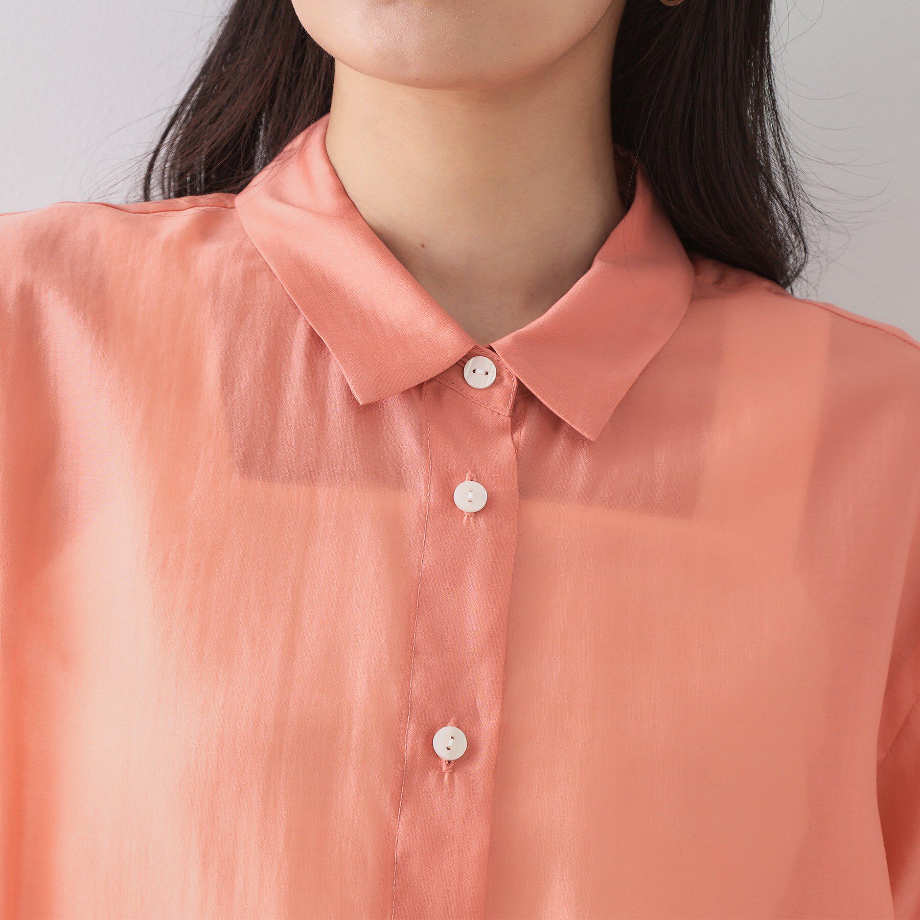 OPAQUE.CLIP「裾ドロストシアーショートシャツ【洗濯機洗い可】」|シャツ・ブラウス|