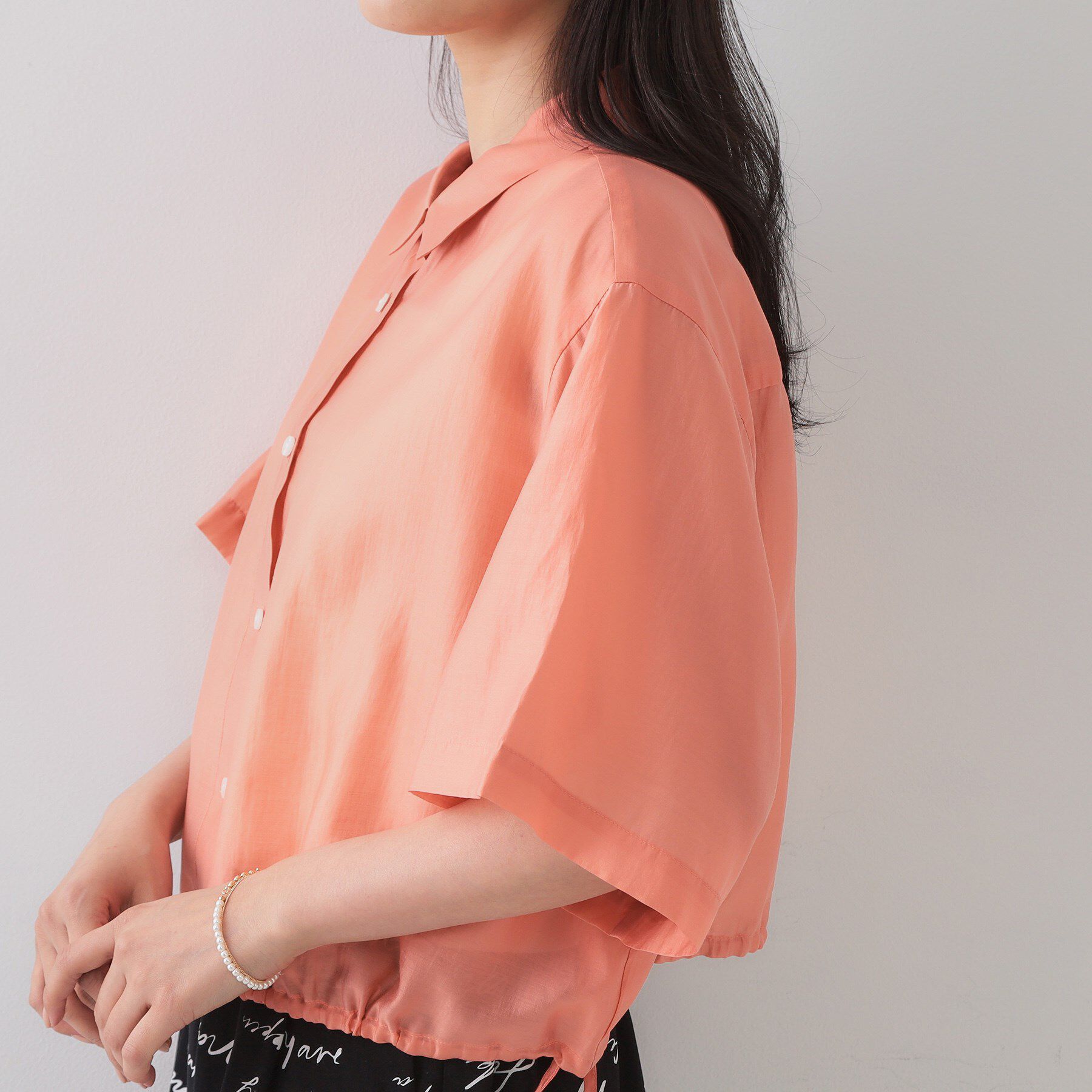 OPAQUE.CLIP「裾ドロストシアーショートシャツ【洗濯機洗い可】」|シャツ・ブラウス|