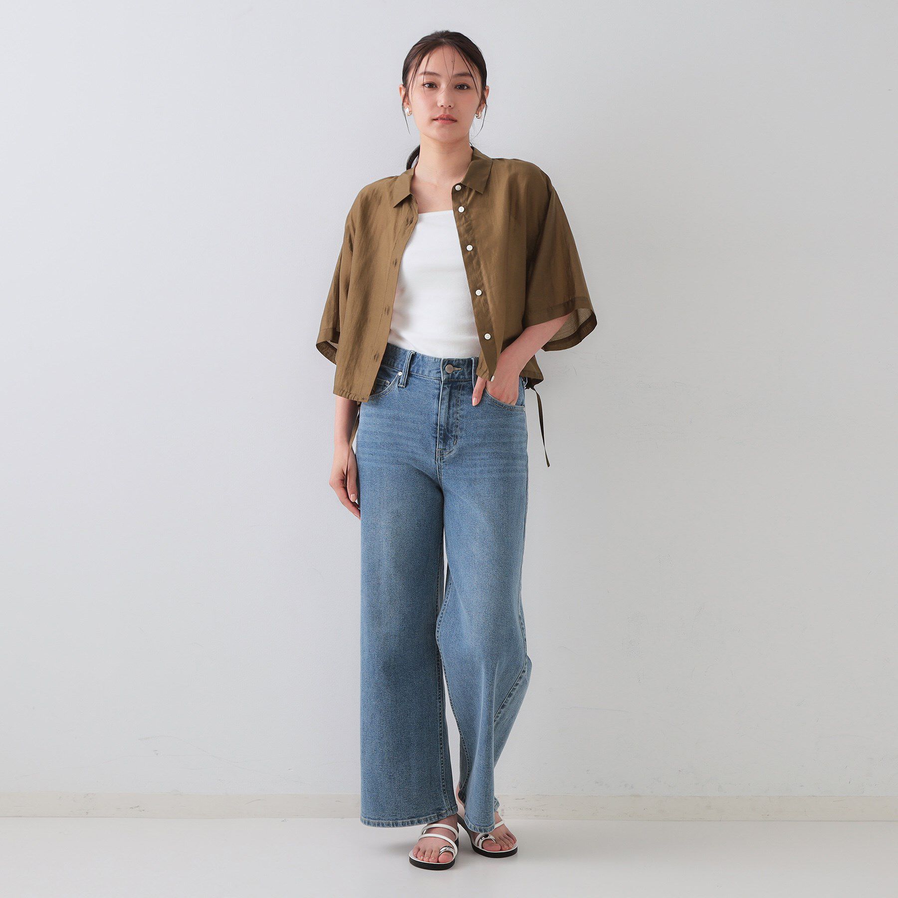 OPAQUE.CLIP「裾ドロストシアーショートシャツ【洗濯機洗い可】」|シャツ・ブラウス|